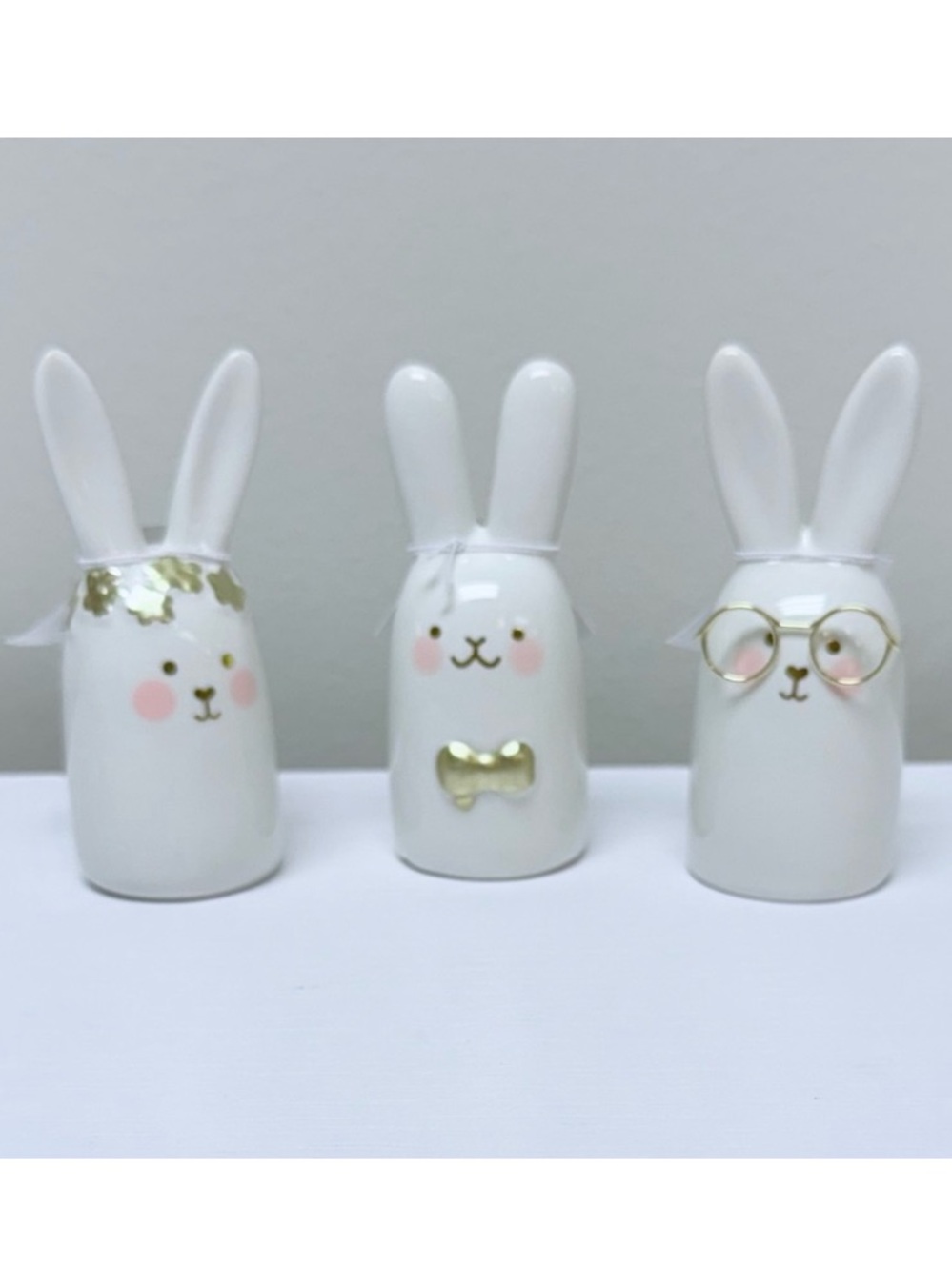 Last Set! Target Bullseye Full Set of 3 White Ceramic Bunny Head Figurines 2026